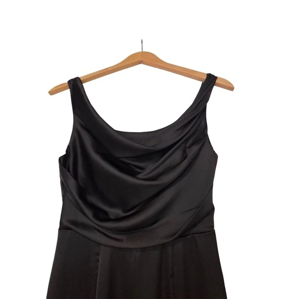 Formal Satin Dress Black Cowl Neck Side Slit Gown Women Small - Picture 5 of 6